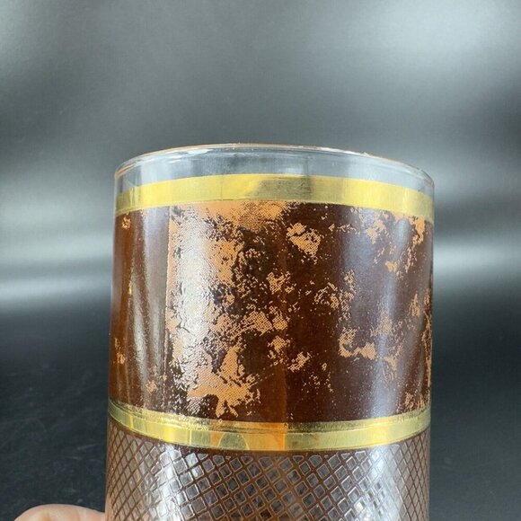 MCM Georges Briard Tortoise Gold Highball Drinking Tumbler Glasses Set 2 Vintage - Picture 10 of 12
